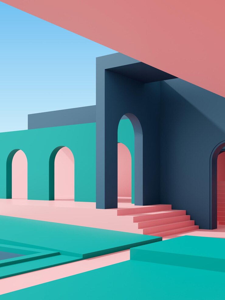 Illustrazione 3D dello sfondo dell'architettura astratta Poster architettonico minimo