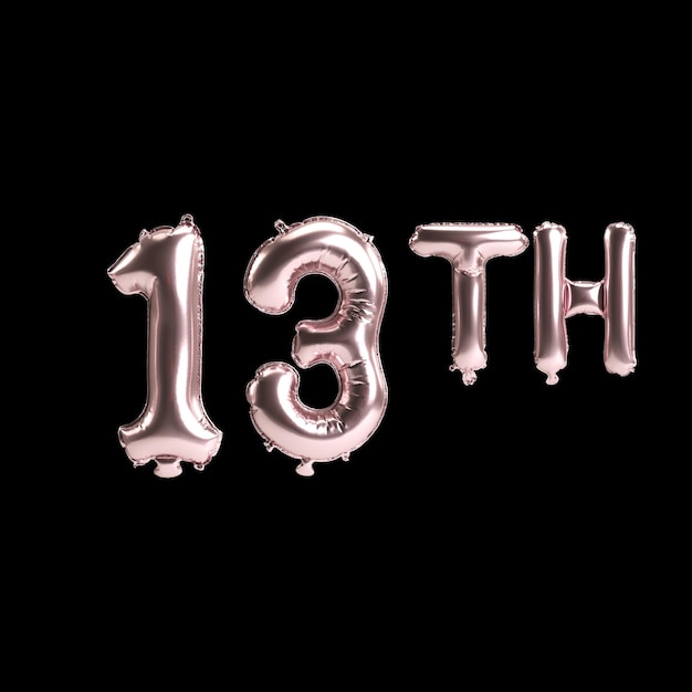 Illustrazione 3d di 13 palloncini rosa isolati su sfondo