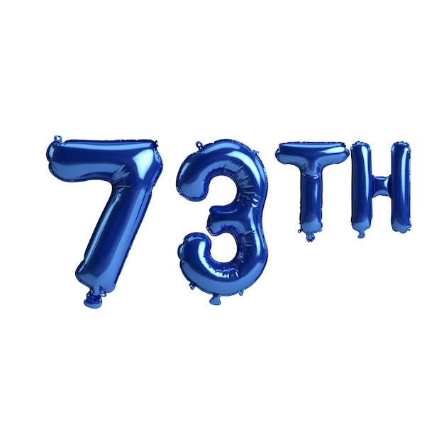 Illustrazione 3d di 73 palloncini blu isolati su sfondo bianco