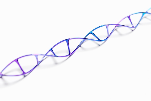 Illustrazione 3D di a; Molecola di DNA wireframe poligonale 3d astratta. Scienza medica; biotecnologia genetica; biologia chimica; concetto di cellula genica