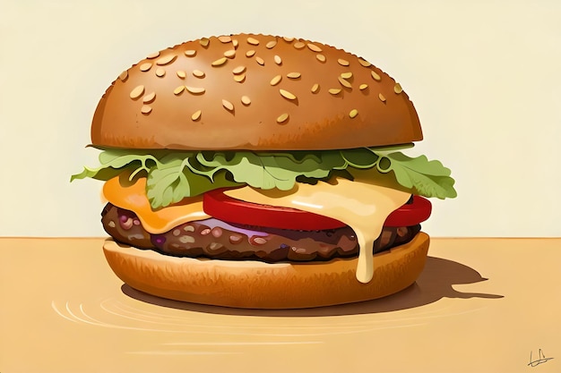 Illustrazione 3D di Cheeseburger Perfection