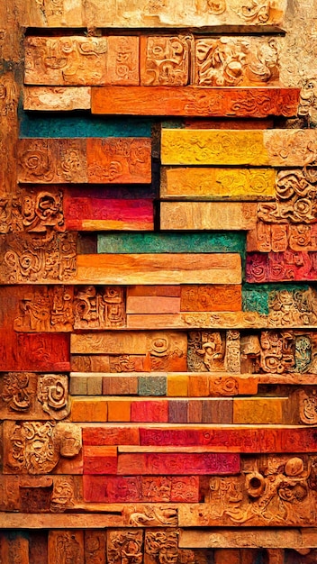 Illustrazione 3D di colori artistici in legno in stile Maya