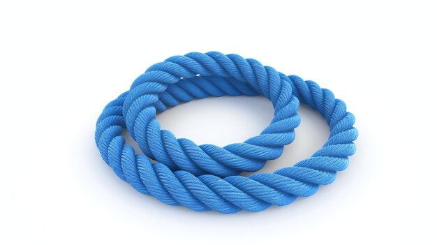 Illustrazione 3D di corda blu isolata su sfondo bianco