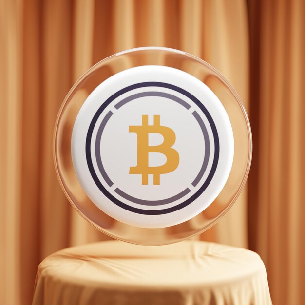 Illustrazione 3d di crittografia Bitcoin (WBTC) avvolta