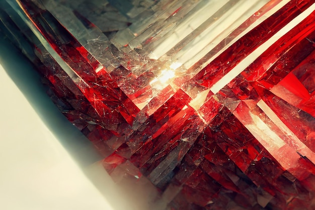 Illustrazione 3D di design di lusso geometrico astratto in cristallo rosso e roccia