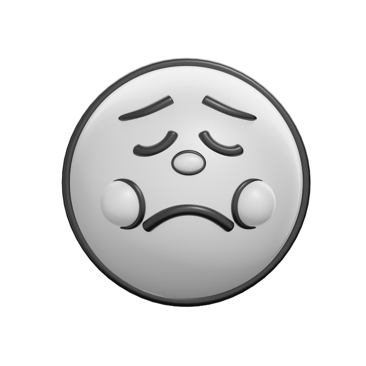 Foto illustrazione 3d di emoticon per facce pensive retrò