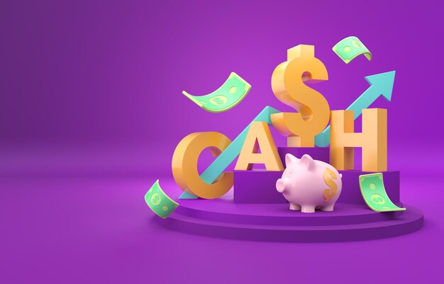 Illustrazione 3D di investimento di denaro