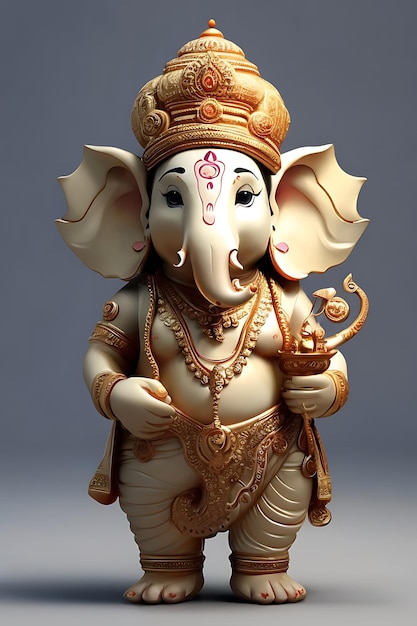 Illustrazione 3D di Lord Ganesh che sottolinea un aspetto carino e accattivante