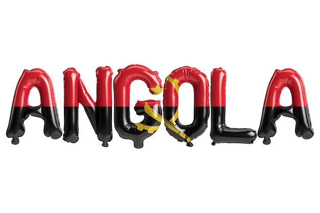 Illustrazione 3d di palloncini Angolaletter con bandiere colorate isolate su bianco