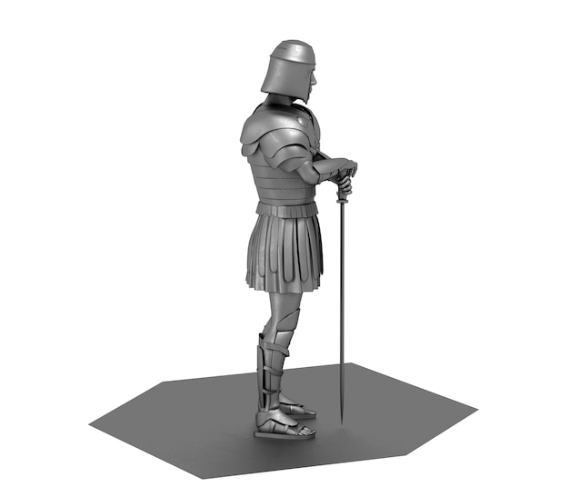 Illustrazione 3D di rendering 3D del personaggio del guerriero