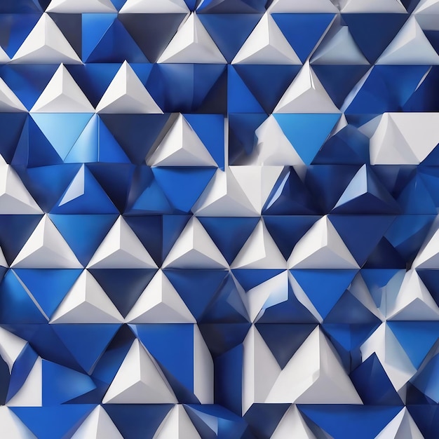 Illustrazione 3d di righe di sfondo geometrico a triangolo blu e bianco