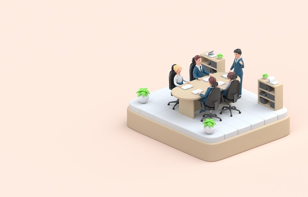 Illustrazione 3D di riunione di lavoro