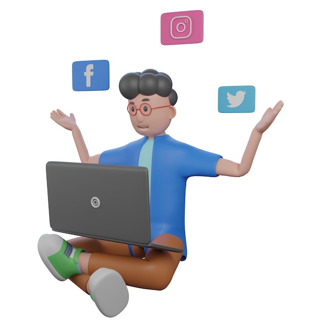 Illustrazione 3D di Social Media Manager