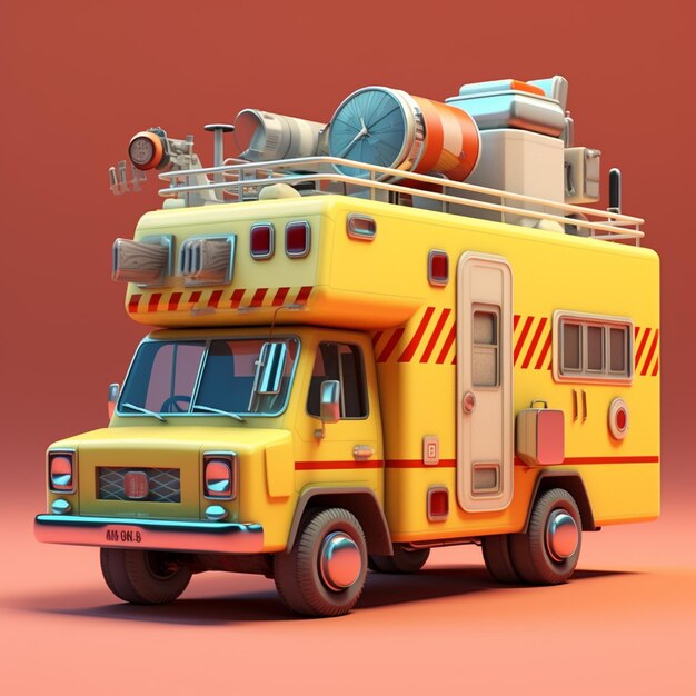 Illustrazione 3D di un'ambulanza