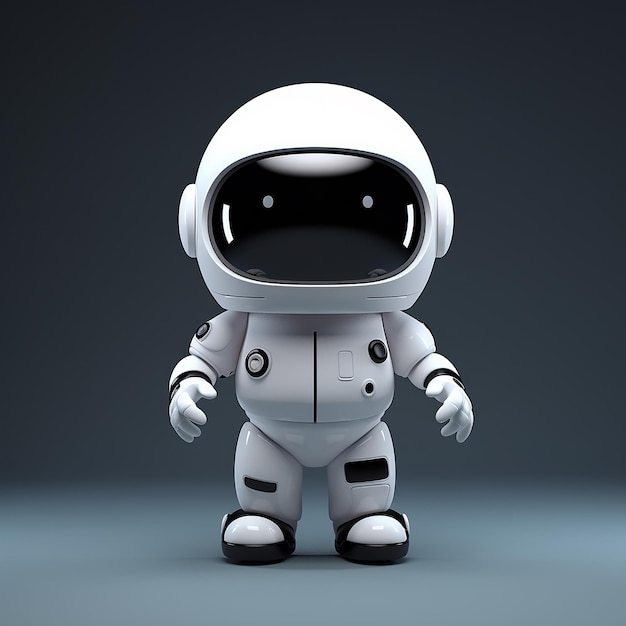 Illustrazione 3D di un astronauta dei cartoni animati in un abito da astronauta bianco senza volto casco nero