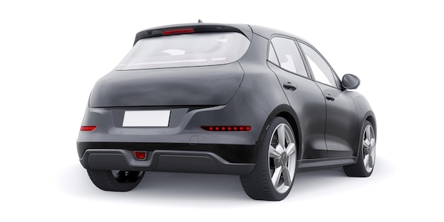 Illustrazione 3D di un'auto berlina elettrica carina nera