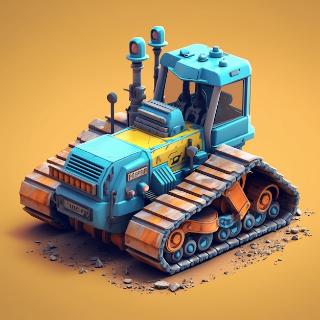 Illustrazione 3D di un bluedozer