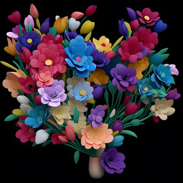 Illustrazione 3D di un bouquet di fiori