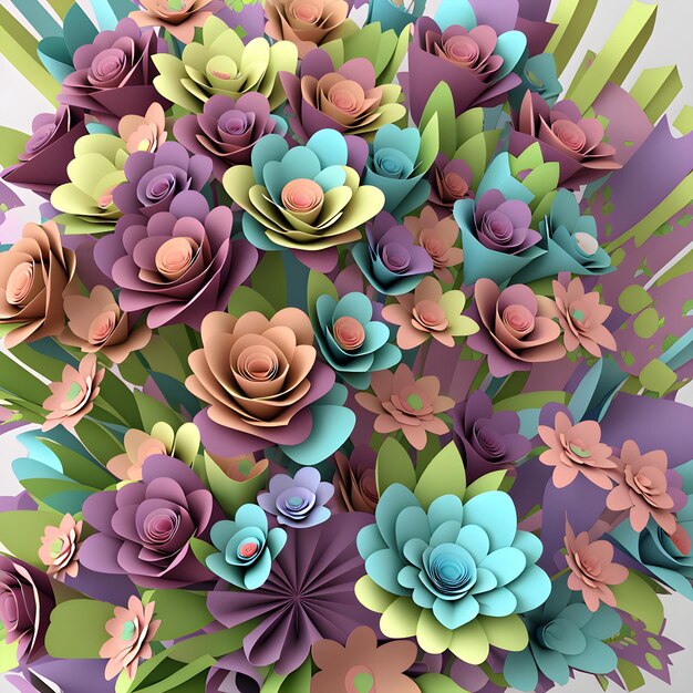 Illustrazione 3D di un bouquet di fiori