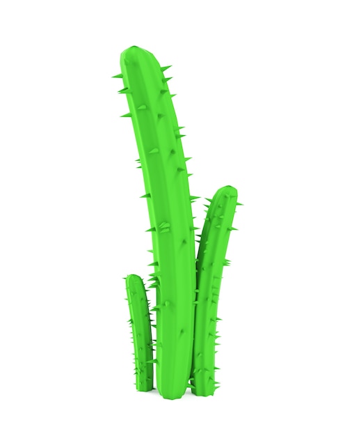 Illustrazione 3D di un cactus cartone animato su sfondo bianco