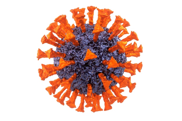 Illustrazione 3D di un Coronavirus isolato su bianco