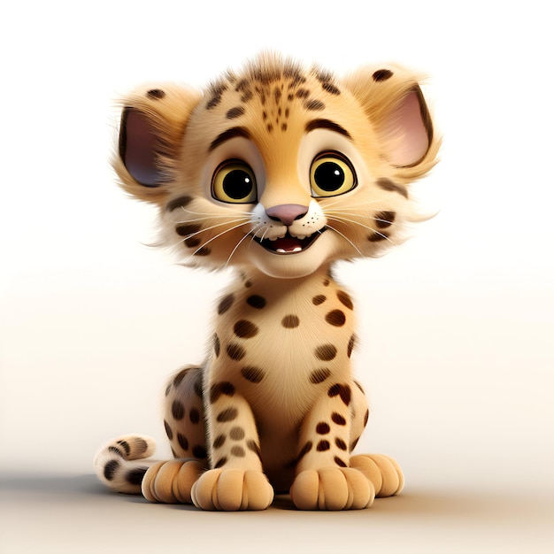 Illustrazione 3D di un cucciolo di ghepardo isolato su sfondo bianco