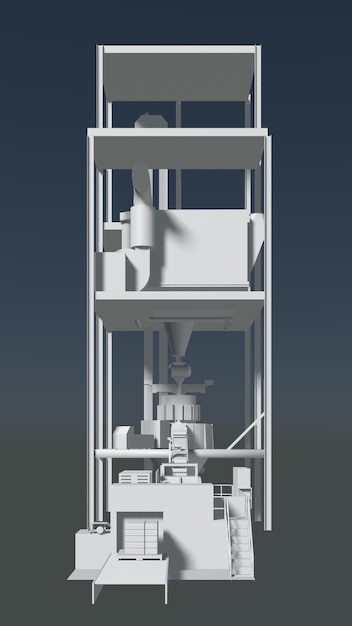 Illustrazione 3D di un edificio industriale