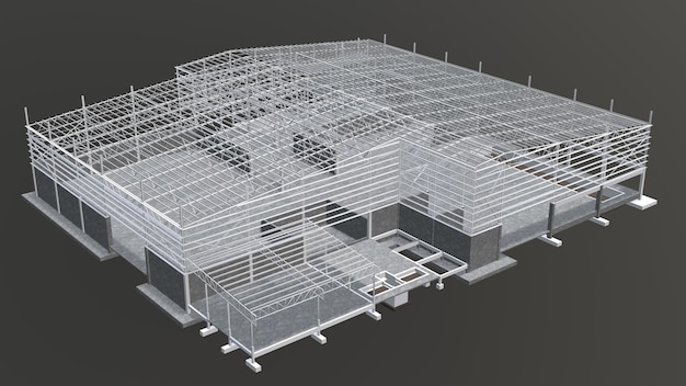 Illustrazione 3D di un edificio industriale