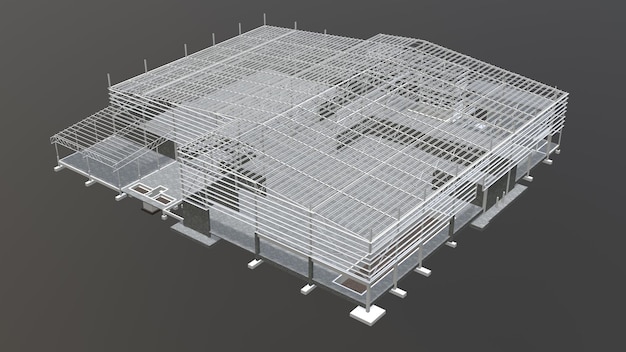 Illustrazione 3D di un edificio industriale