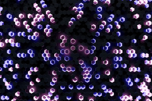 Illustrazione 3D di un favo colorato favo monocromatico per il miele Modello di semplici forme esagonali geometriche sfondo in mosaico