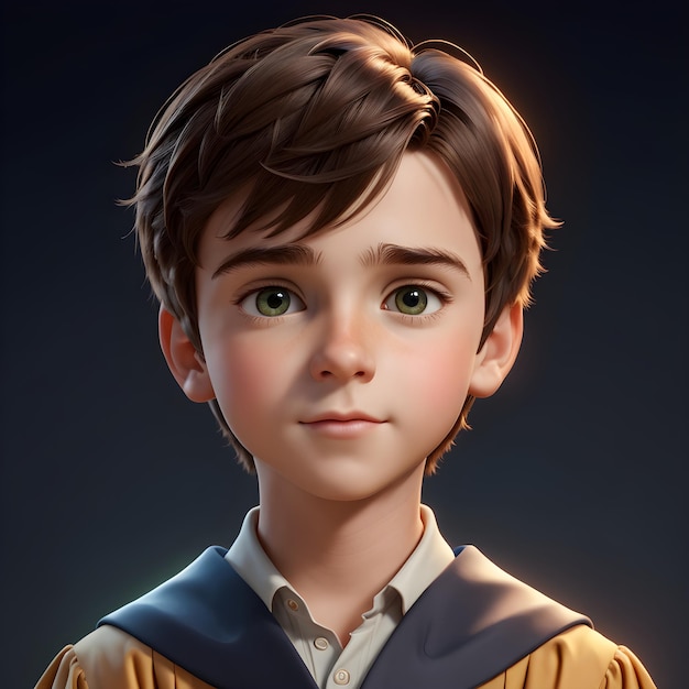 Illustrazione 3d di un giovane ragazzo con l'acconciatura e la camicia blu