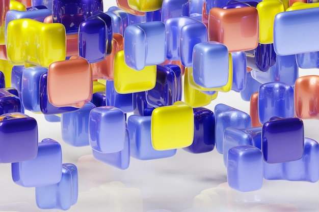 Illustrazione 3D di un insieme colorato di forme su uno sfondo monocromatico sfondo geometrico