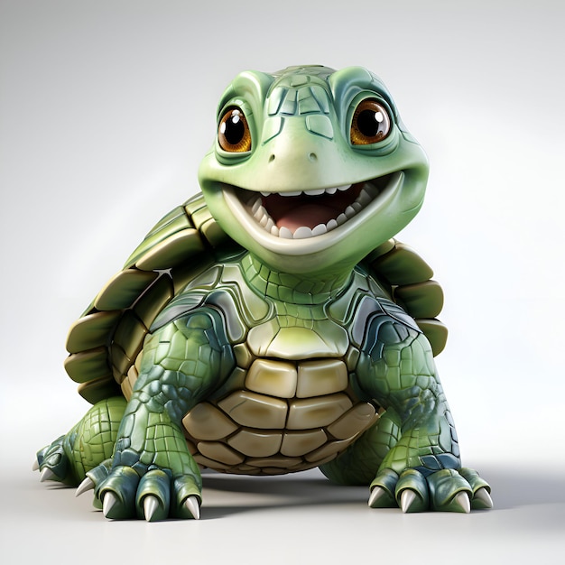 Illustrazione 3D di un personaggio dei cartoni animati Tortoise su sfondo bianco