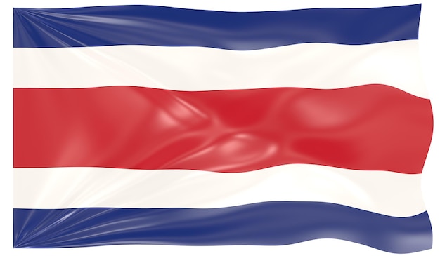 Illustrazione 3d di una bandiera sventolante del Costa Rica