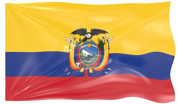 Illustrazione 3d di una bandiera sventolante dell'Ecuador