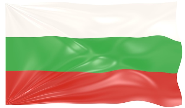 Illustrazione 3d di una bandiera sventolante della Bulgaria