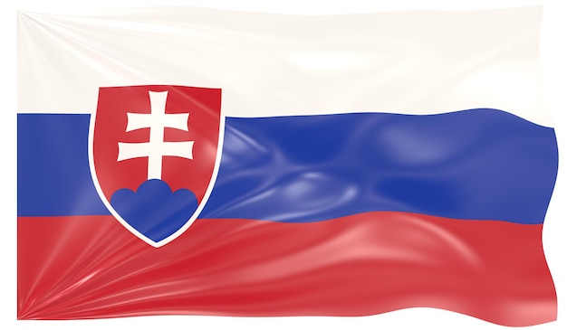 Illustrazione 3d di una bandiera sventolante della Slovacchia