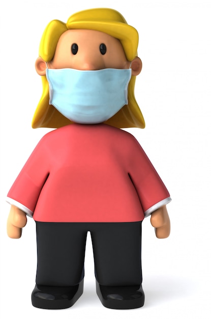 Illustrazione 3D di una donna con una maschera