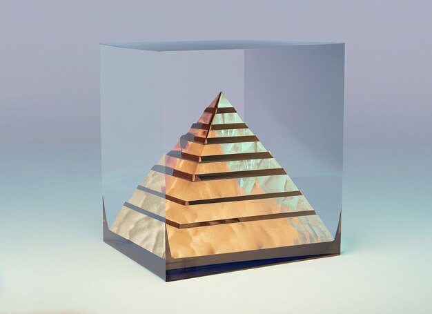 Illustrazione 3D di una piramide con uno sfondo solido di cammello