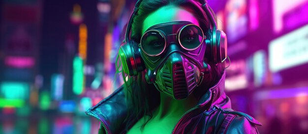 Illustrazione 3d di una ragazza cyberpunk