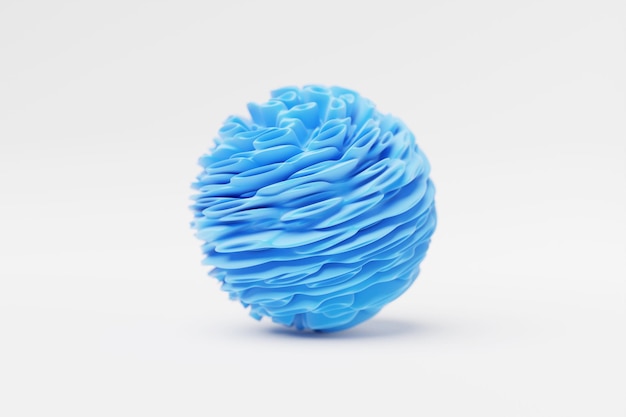 Illustrazione 3D di una sfera blu con molte facce e fori su uno sfondo bianco Cyber sfera a sfera