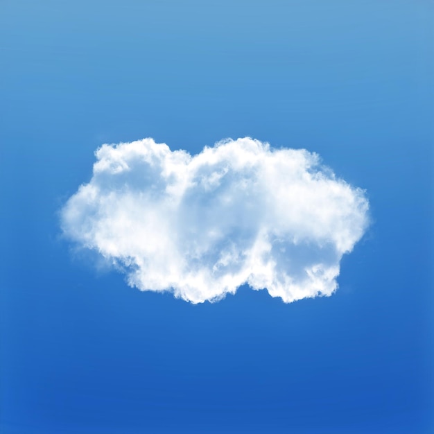 Illustrazione 3D di una singola nuvola nuvola naturale realistica isolata sullo sfondo del cielo blu