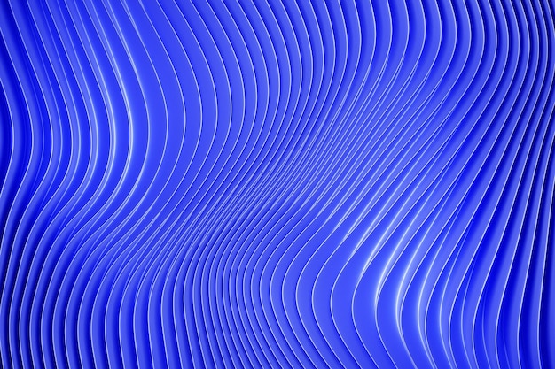 Illustrazione 3d di una striscia stereo di diversi colori Strisce geometriche simili alle onde Modello astratto di linee incrociate luminose blu