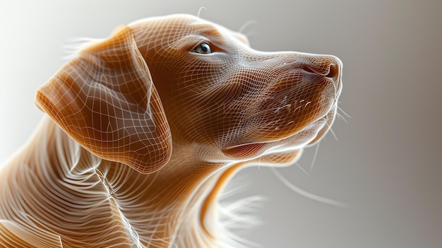 Illustrazione 3D di una testa di cane L'immagine è una vista laterale della testa del cane e il cane sta guardando in alto