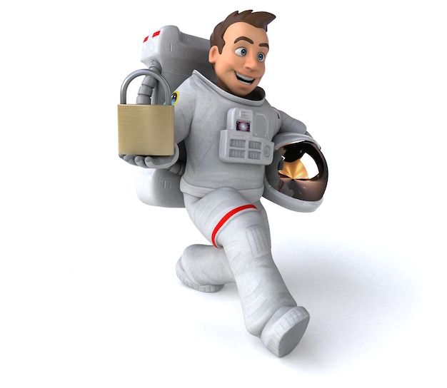 Illustrazione 3d divertente dell'astronauta