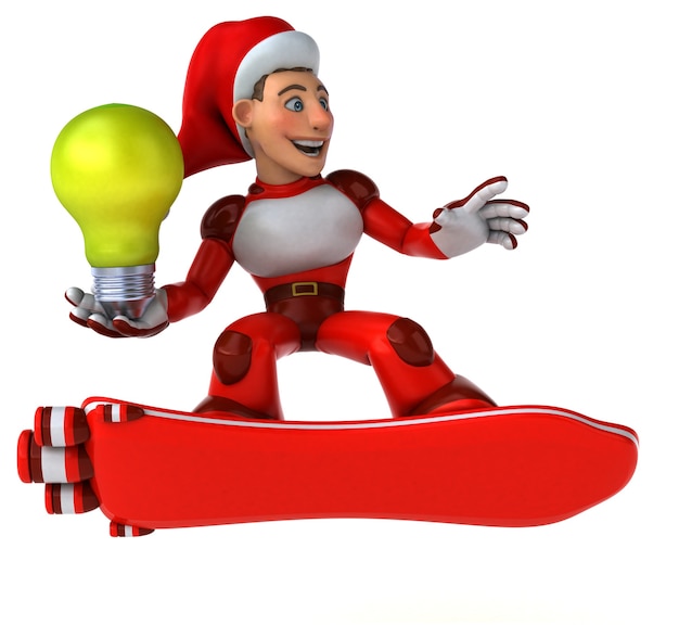 Illustrazione 3D divertente Super Babbo Natale