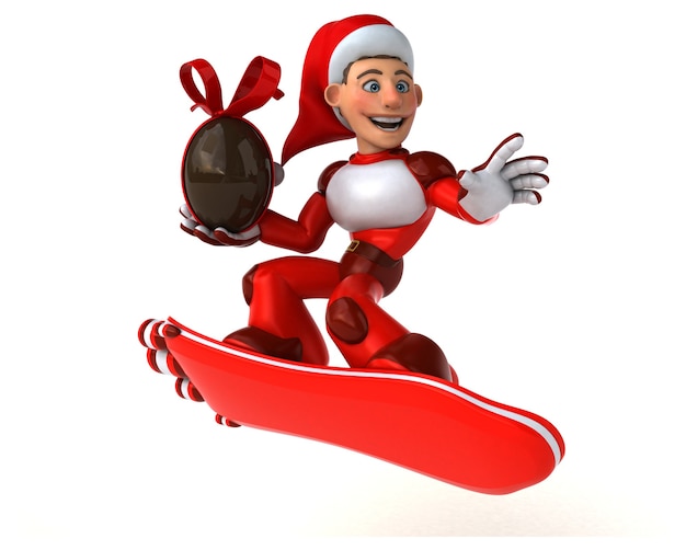 Illustrazione 3D divertente Super Babbo Natale