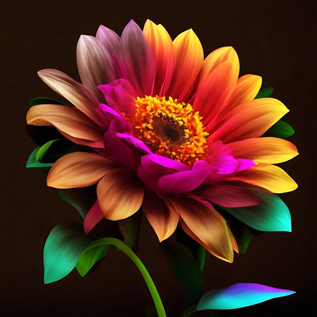 illustrazione 3D Fiore colorato Fiore colorato Fiore colorato Immagine Generativa Ai