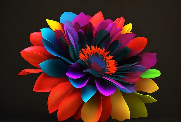 illustrazione 3D Fiore colorato Fiore colorato Fiore colorato Immagine Generativa Ai