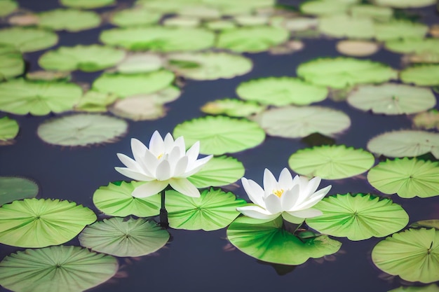 Illustrazione 3D fiore di loto bianco pad in stagno isolato su sfondo sfocato Loy krathong concept